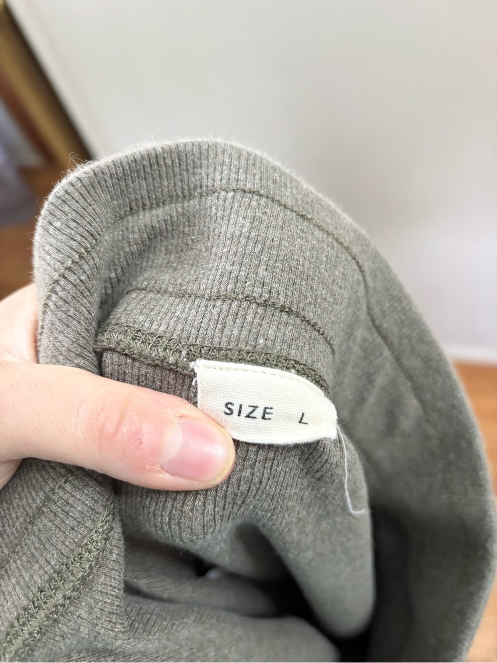 Buck Mason surplus rib weekender pant wide leg pull on cotton L new marled moss - Picture 5 of 5